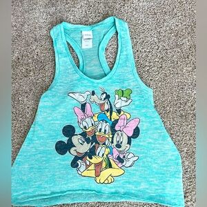DISNEY Vintage Mint Teal Green Racer Back Knit Cute Top Size XS